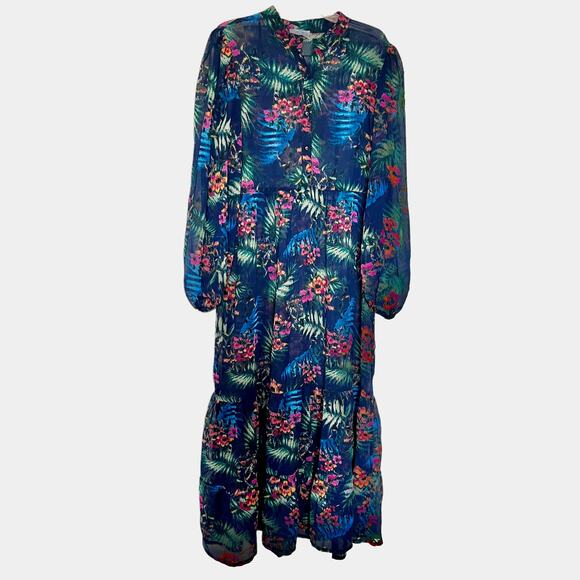 Anna Kay Rachel sheer navy floral print  dress - Picture 3 of 7